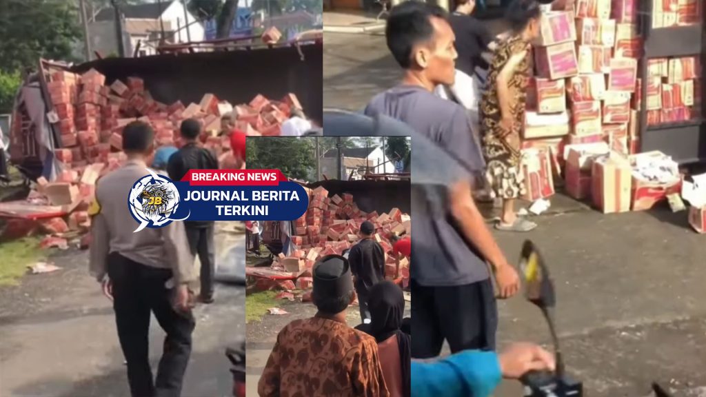 Bukan Palembang!! Video Warga Tasik Kompak Evakuasi Mie Instan yang Tumpah Gegara Truk Kecelakaan