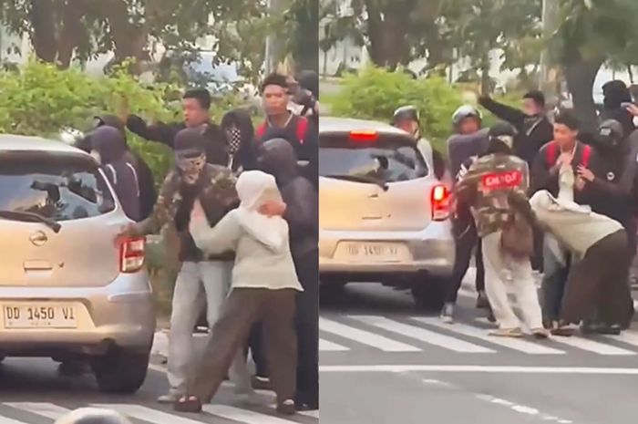 Video Mobil Milik Seorang Wanita Dirusak Sekelompok Massa Saat Ada Aksi Unjuk Rasa di Makassar!!