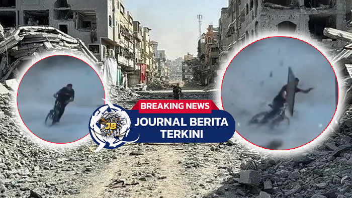 Video Israel Masih Gempur Gaza Meski Gencatan dengan Iran, Seorang Pesepeda Tertimpa Puing Bangunan