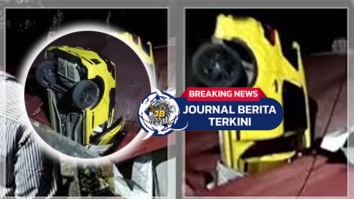 Video Mobil Diduga Dikendarai Emak-emak “Terbang” dan Nyungsep di Atap Rumah Warga