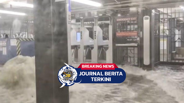 [VIDEO] Hujan Deras Guyur New York, Kereta Bawah Tanah Terendam Banjir!!