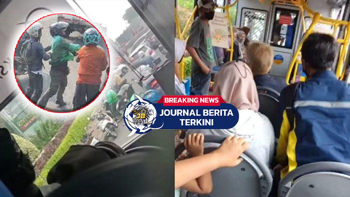[VIDEO] Penumpang Histeris Saksikan Sopir Transjakarta Duel dengan Driver Ojol