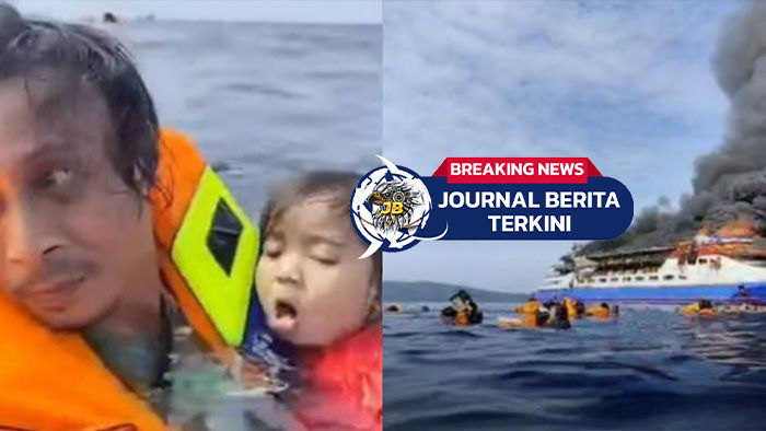 [VIDEO] Rekaman Detik-Detik KM Barcelona V.A Terbakar, Penumpang Berhamburan ke Laut