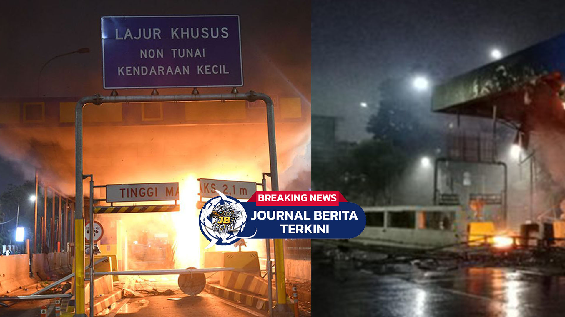 [VIDEO] Pintu Tol Pejompongan Terbakar Imbas Demo DPR, Semua Petugas Jalan Tol Selamat