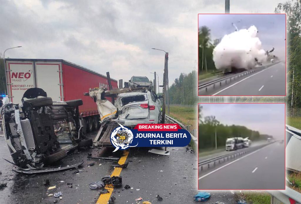 [VIDEO] Kecelakaan! Truk Tangki Karbon Dioksida Tabrak Truk dan Meledak Di Rusia