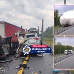[VIDEO] Kecelakaan! Truk Tangki Karbon Dioksida Tabrak Truk dan Meledak Di Rusia