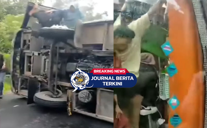 [VIDEO] Bus Pariwisata Terguling di Puncak Lawang Agam, Seluruh Penumpang Selamat