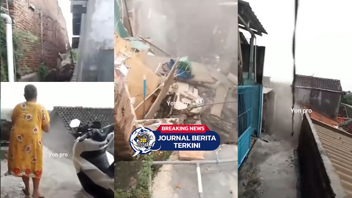 [VIDEO] Detik-Detik Bangunan Rumah di Jalan Srirejeki Timur Raya Semarang Ambruk!