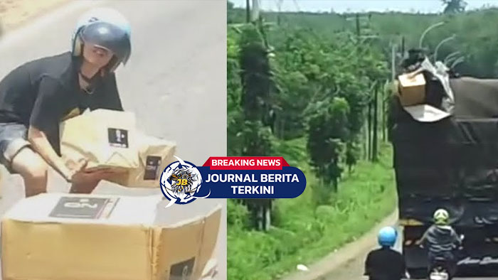 [VIDEO] Heboh! Terduga Bajing Loncat Nekat Gasak Rokok di Jalan Lintas Palembang-Betung