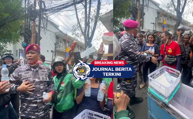 [VIDEO] Kepala Dinas Penerangan Korps Marinir Mentraktir Minuman Sejumlah Pengemudi Ojol dan Warga