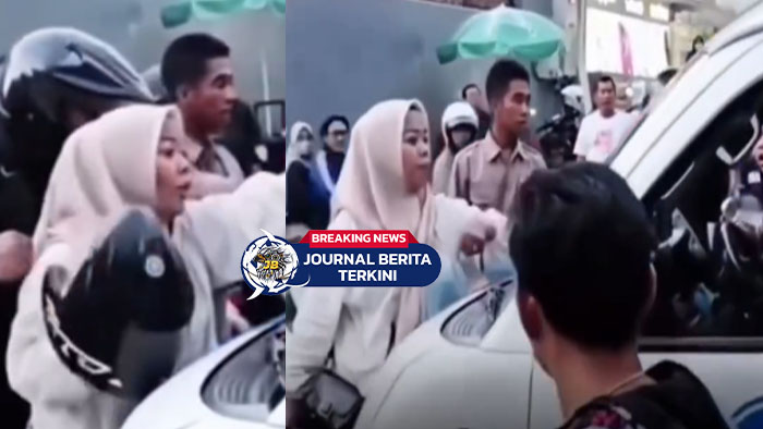 [VIDEO] Turun Gak Lo!! Ngamuk Suami Kepergok Lihat Cewek, Emak-emak Hijab Cegat Angkot di Tengah Jalan