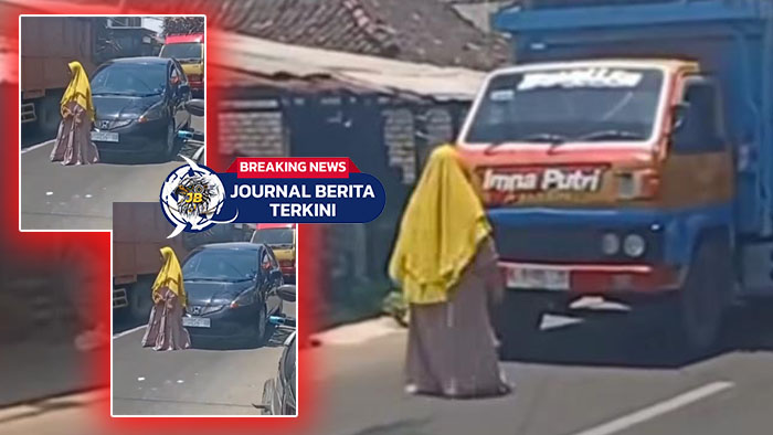 [VIDEO] Emak-emak Nekat Hadang Truk Bermuatan Tebu di Jalan Juwana, Sampai Berjoget di Depan Kendaraan