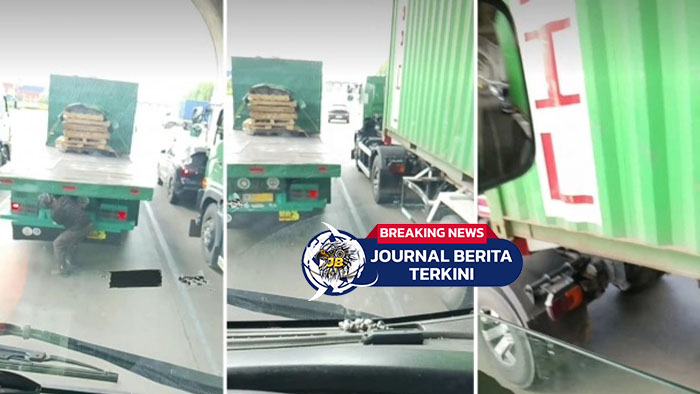 [VIDEO] Lampu Merah Tanjung Priok! Aksi Pencurian Seorang Pria Bobol Barang dari Belakang Truk
