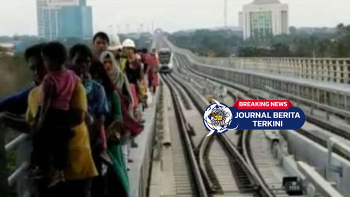 [VIDEO] Lima Rangkaian LRT Mogok! Penumpang Jalan di Rel Setinggi 15 Meter