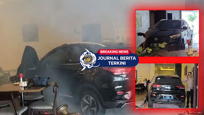 [VIDEO] Mobil Listrik di Klaten Tabrak Dinding Kaca hingga 'Terbang' ke Lounge Hotel