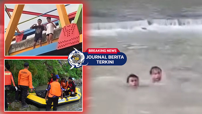 [VIDEO] Viral! Bikin Konten Lompat ke Sungai Gung, Dua Warga Tegal Terseret Arus Deras