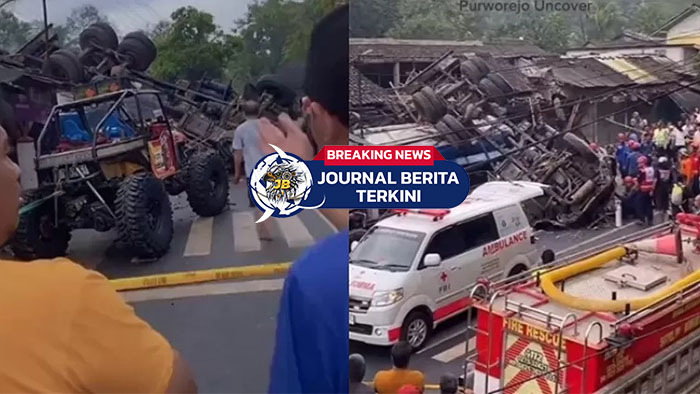 [VIDEO] Diduga Rem Blong! Truk Alami Insiden di Lokasi Rawan Kecelakaan Kalijambe