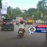 [VIDEO] Kecelakaan di BSD! Emak-Emak Pengendara Motor Tertabrak Truk Saat Belok