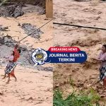 [VIDEO] Warga Tapanuli Selatan Terpaksa Seberangi Sungai Berarus Deras Pakai Kabel Setelah Jembatan Ambruk