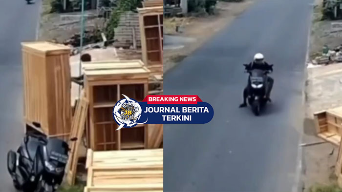 [VIDEO] Aksi Cepat Pemotor Selamatkan Pekerja yang Tertimpa Lemari